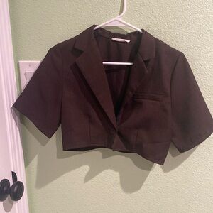 Peppermayo brown crop blazer top (US 2)